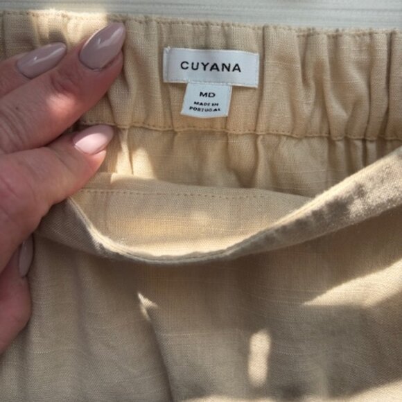 Cuyana Linen Tie Dress with Two Side Slits with Pockets Size Medium TAN COLOR - Picture 9 of 10